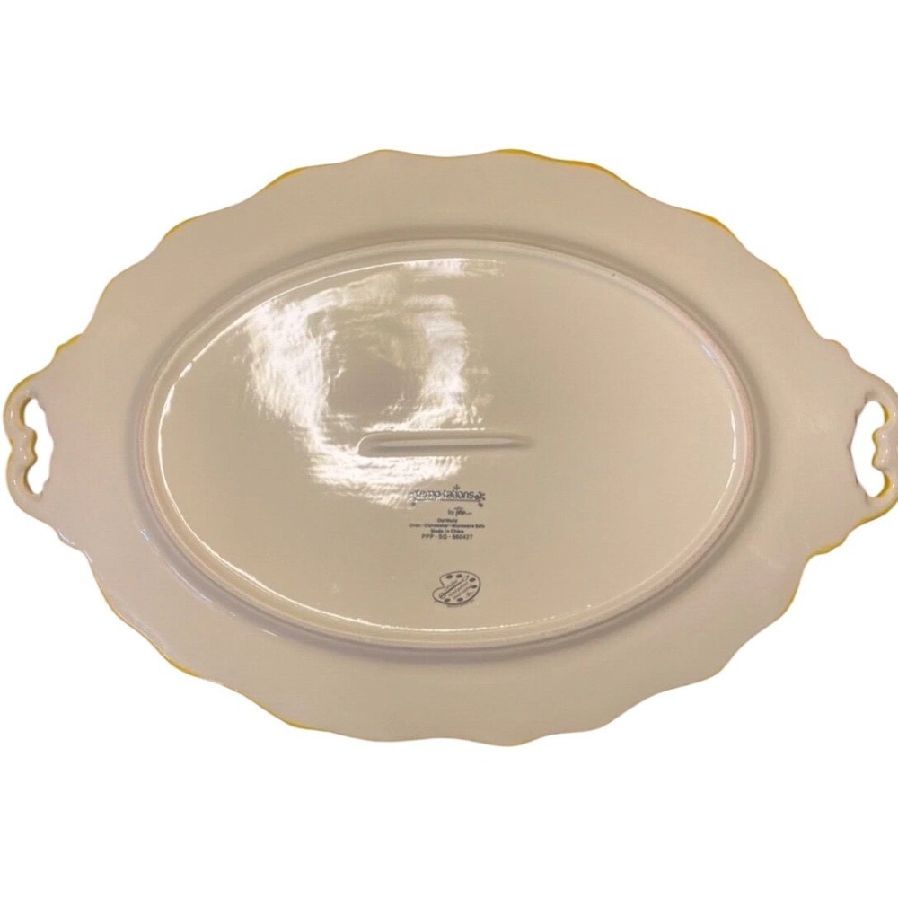 Temp-tations Old World Pumpkin Harvest Oval Serving Platter Scalloped Ceramic - Picture 4 of 4